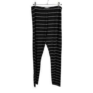 Alembika Pants Womens Size 4 (12-14) Black White Striped Doreen Pull On Ankle